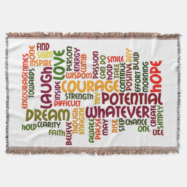 Motivational Words for positive encouragement Throw Blanket (Front)