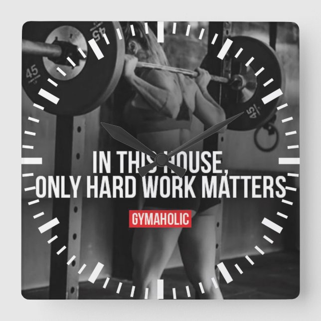 Motivational Words - Only Hard Work Matters Square Wall Clock (Front)