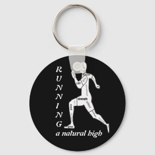 Motivational Words, Running - a Natural High Key Ring