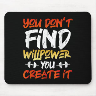Motivational Workout Willpower Quote Dumbbell Grap Mouse Mat