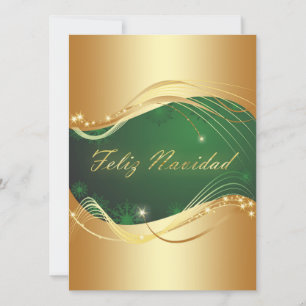 Motivo dorado de Navidad con fondo verde Holiday Card