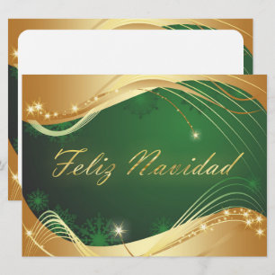 Motivo dorado de Navidad con fondo verde Holiday Card