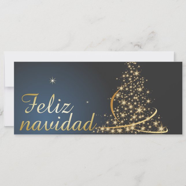 Motivo navideño azul con dorado árbol de navidad. (Front)