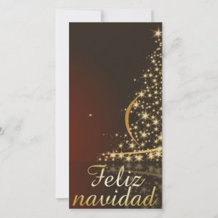 Motivo navideño rojo con dorado árbol de navidad. holiday card