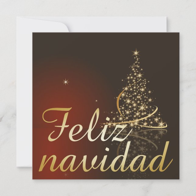 Motivo navideño rojo con dorado árbol de navidad. invitation (Front)