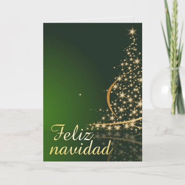 Motivo navideño verde con arbol de navidad. card (Front)