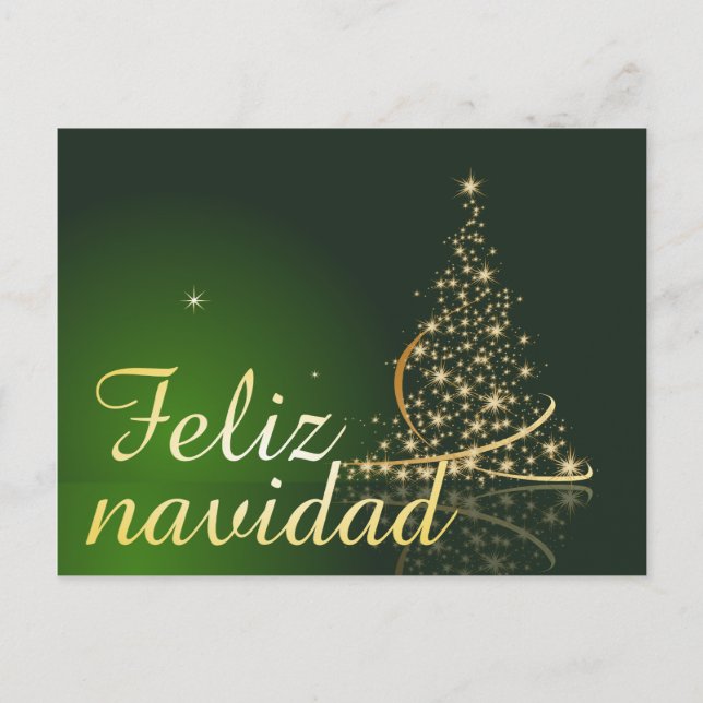Motivo navideño verde con arbol de navidad. holiday postcard (Front)
