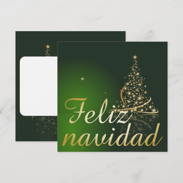 Motivo navideño verde con arbol de navidad. invitation (Front/Back)