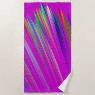 Motley abstract stripes on fuchsia color beach towel