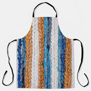 Motley Patchwork rug from denim jeans fabric, top Apron