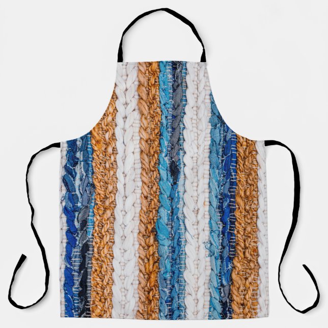 Motley Patchwork rug from denim jeans fabric, top  Apron (Front)