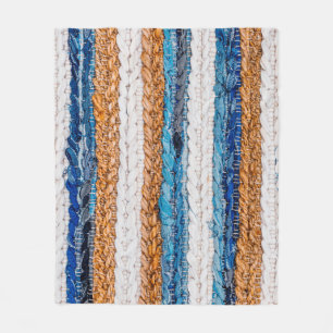 Motley Patchwork rug from denim jeans fabric, top  Fleece Blanket