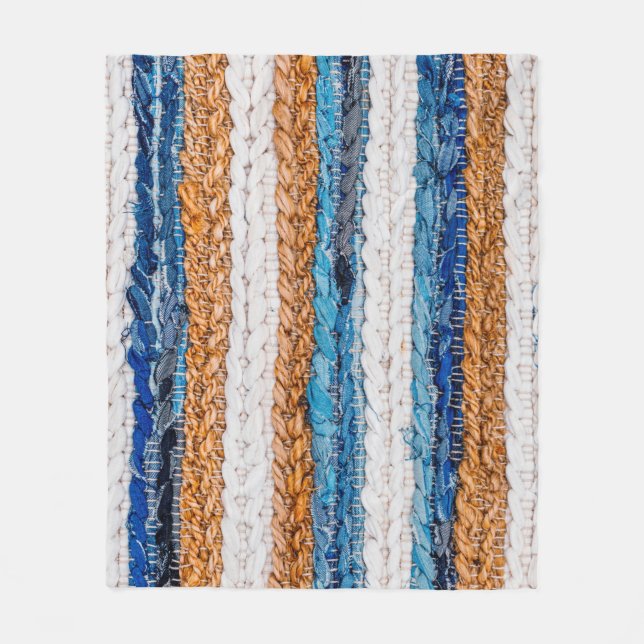 Motley Patchwork rug from denim jeans fabric, top  Fleece Blanket (Front)