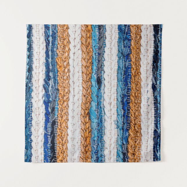 Motley Patchwork rug from denim jeans fabric, top  Tapestry (Front)