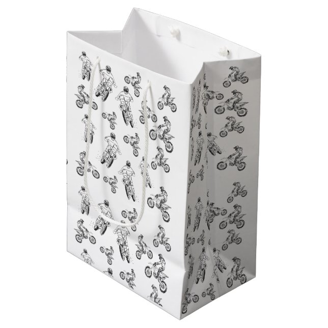 Moto cross , custom background colour.  medium gift bag (Front Angled)