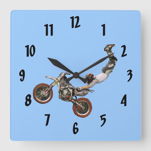 moto cross square wall clock (Front)