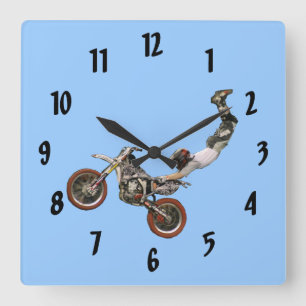 moto cross square wall clock