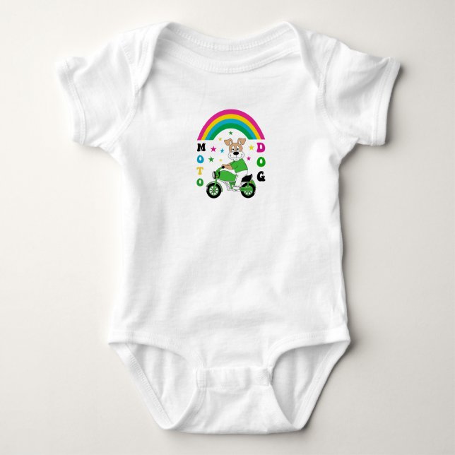 Moto Dog Baby Bodysuit (Front)