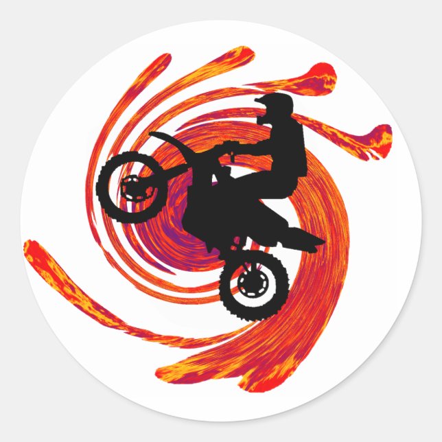 Moto Fire Tracks Classic Round Sticker (Front)