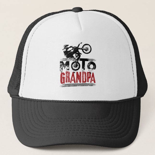 Moto Grandpa Motocross BMS Dirt Bike Trucker Hat (Front)