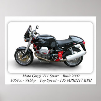 Moto Guzzi V11 Sport Motorcycle - A3 Size Print 