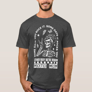Moto Mom Skeleton Rocker Punk Biker Retro Gothic L T-Shirt