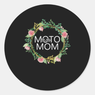 Moto Mum Motocross Mother Motorcycle Biker Gift Classic Round Sticker