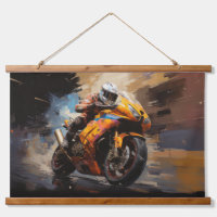 Moto Race Action Sport Painting Abstract Art Decor