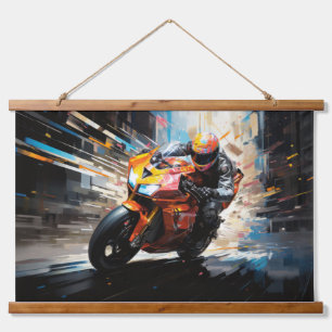 Moto Race Action Sport Painting Abstract Art Decor Hanging Tapestry
