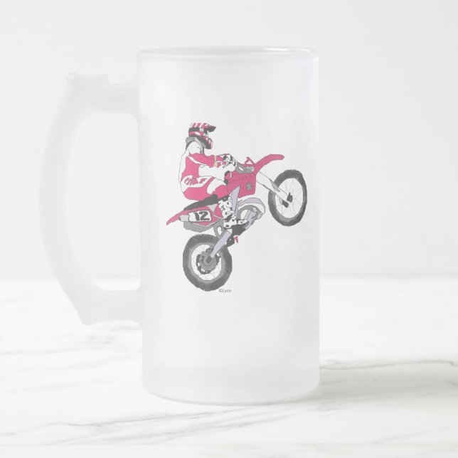 Motocross 300 frosted glass beer mug (Left)