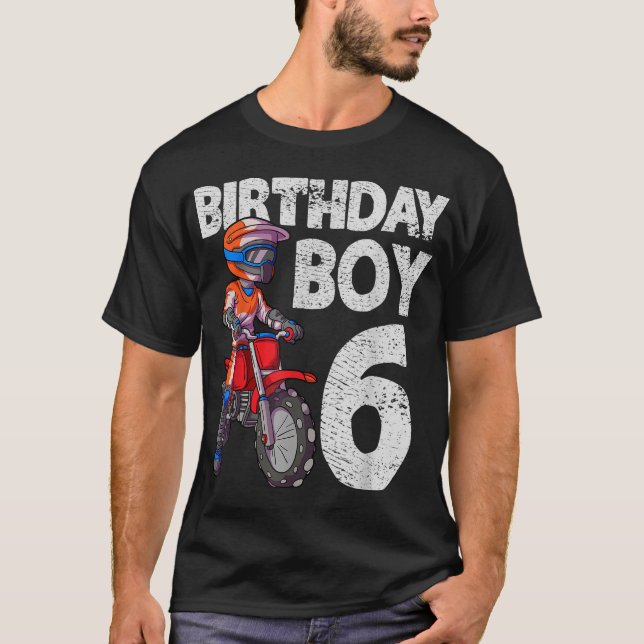 Motocross 6th Birthday Kids MX 6 Year Old Dirt Bik T-Shirt (Front)