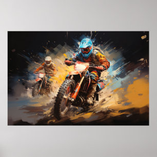 Motocross Action Sport Painting Abstract Art Decor