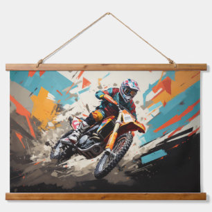Motocross Action Sport Painting Abstract Art Decor Hanging Tapestry