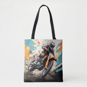 Motocross Action Sport Painting Abstract Art Decor Tote Bag