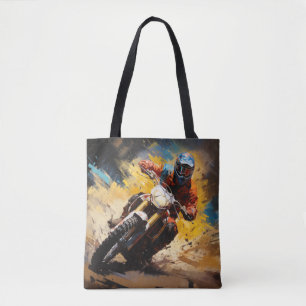 Motocross Action Sport Painting Abstract Art Decor Tote Bag