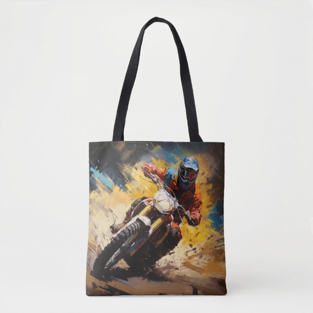 Motocross Action Sport Painting Abstract Art Decor Tote Bag (Front)