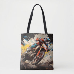 Motocross Action Sport Painting Abstract Art Decor Tote Bag
