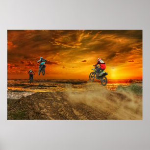 Motocross at dusk poster