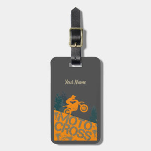 Motocross Biker Vintage Motorbike and Motorcycle Luggage Tag