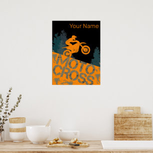 Motocross Biker Vintage Motorbike and Motorcycle Poster