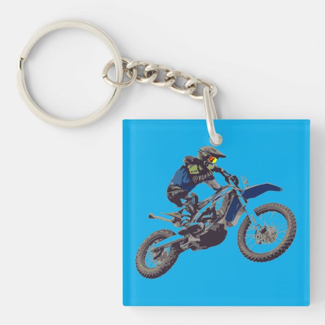 Motocross Biker Wheel Competing Key Ring (Front)