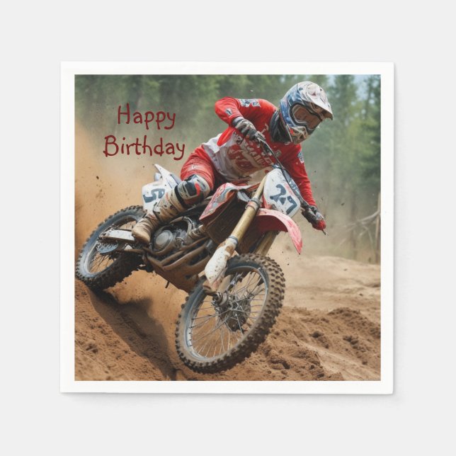 Motocross Birthday Napkin (Front)