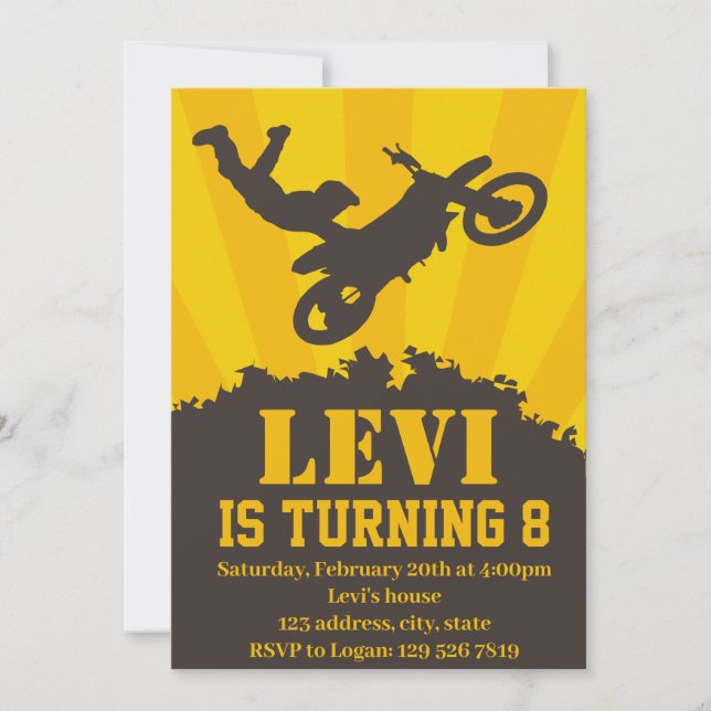 Motocross Birthday Party Invitation (Front)