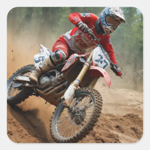 Motocross Birthday Square Sticker