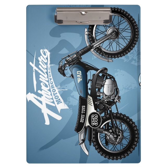 Motocross Blue Dirt Bike Clipboard | Office Supply (Front)