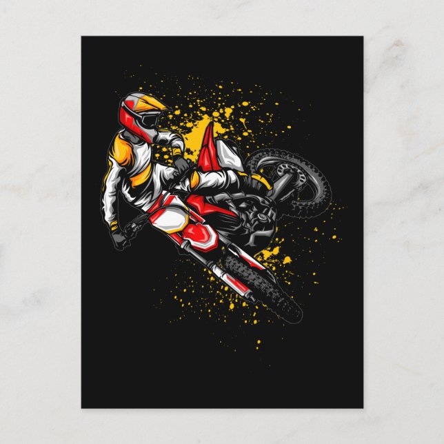 Motocross Boys Colourful Dirt Bike Rider Postcard (Front)