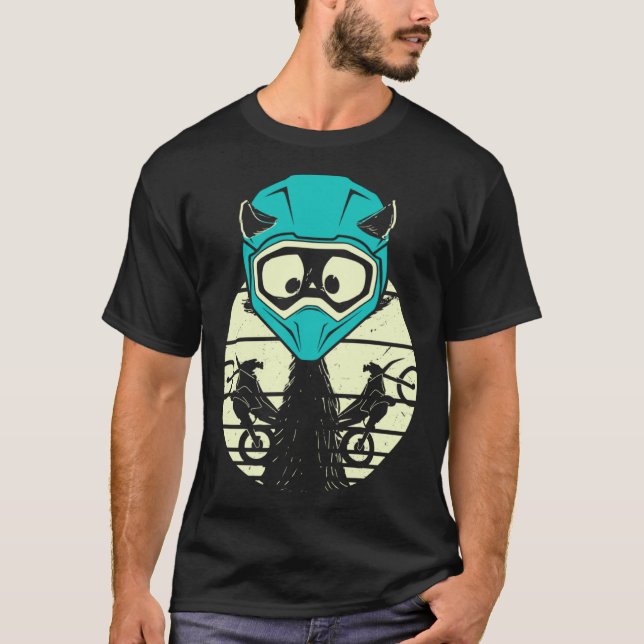Motocross Cat  Cat With Motorcycle Helmet Dirtbike T-Shirt (Front)
