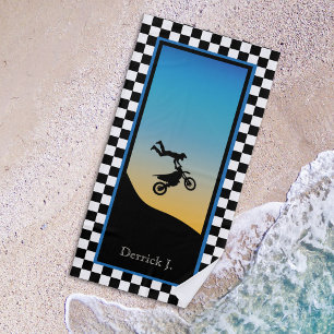 Motocross Chequered Beach Towel
