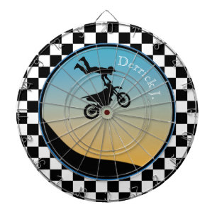 Motocross Chequered Dart Board