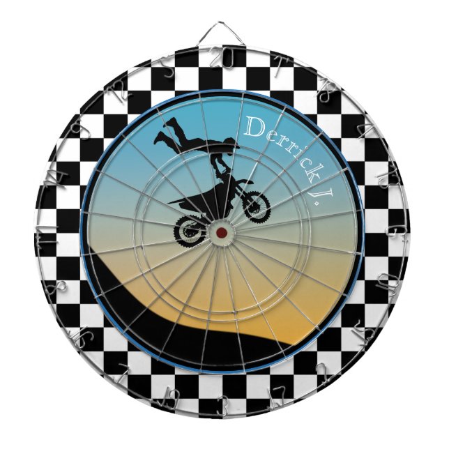 Motocross Chequered Dart Board (Front)